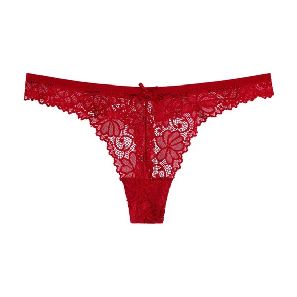 3/$15 New Red Floral Lace Thong Low Waist Panties Underwear Lingerie Women Girls - Picture 1 of 7